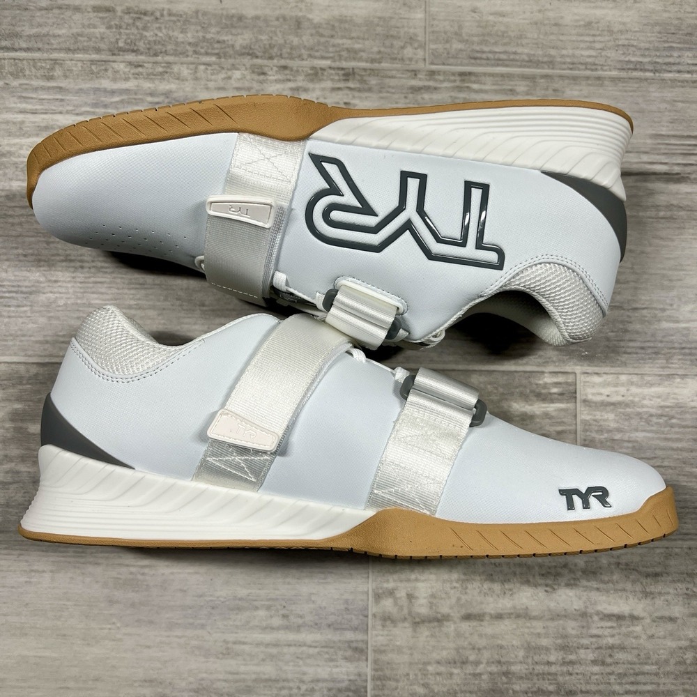 TYR L-1 Lifter Men's 11 Weight Training Powerlifting Gym Shoes White Silver NWOB - Picture 7 of 9